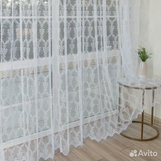 Тюль лилиан белый готовый на окна пошив