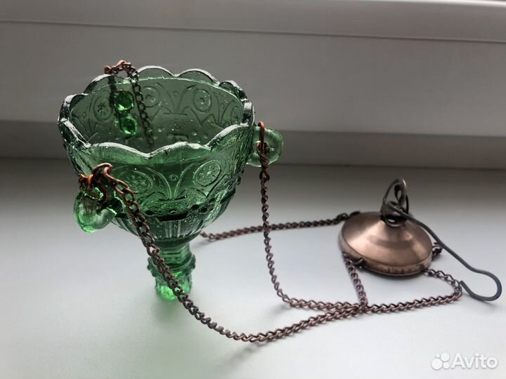 Лампада подвесная, стекло царское