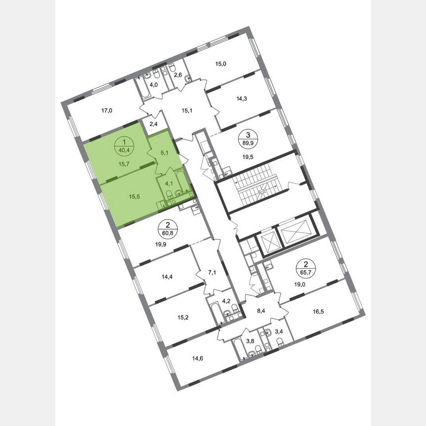 1-к. квартира, 40,4 м², 16/17 эт.