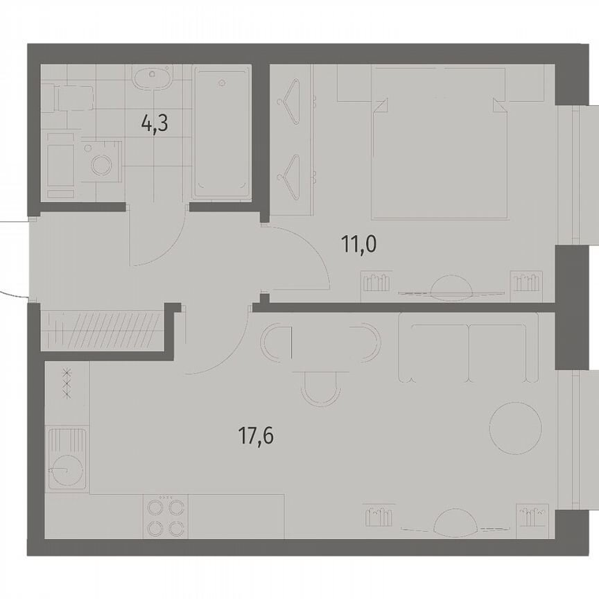 1-к. квартира, 37,1 м², 3/12 эт.