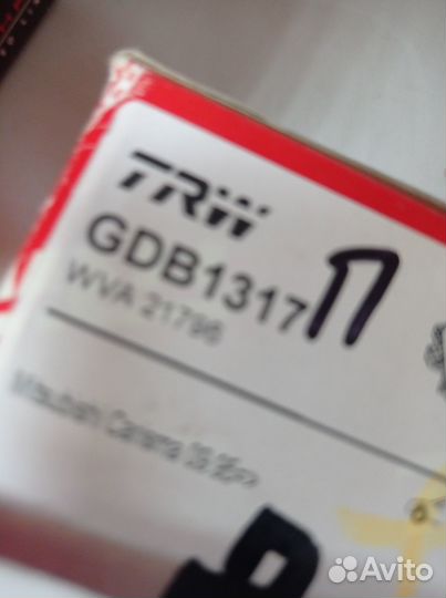 TRW GDB1317 Колодки volvo S40 I (VS) 1.6 1995/09-1