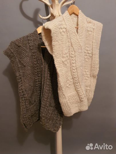 Связанные шерстяные жилеты 2 шт шерсть 100%