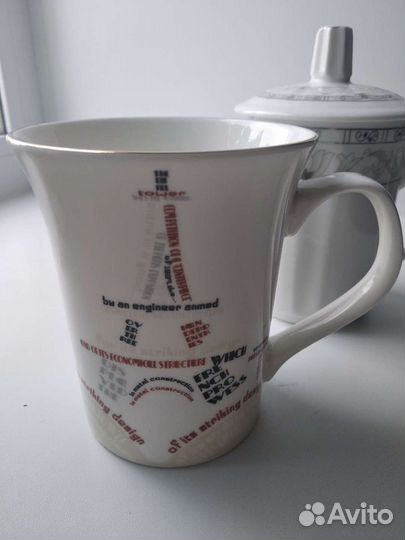 Заварочный чайник,бокал с крышкой,бокал