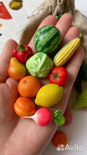 Набор 50 шт. Овощи и фрукты из полимерной глины