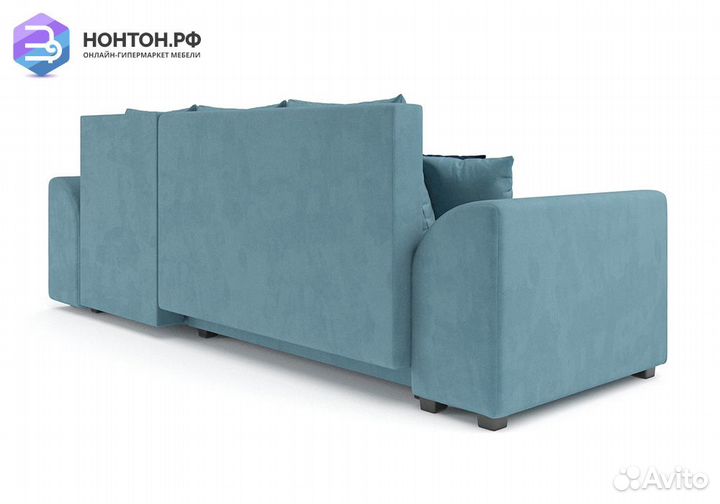 Угловой диван еврокнижка Каскад велюр голубой