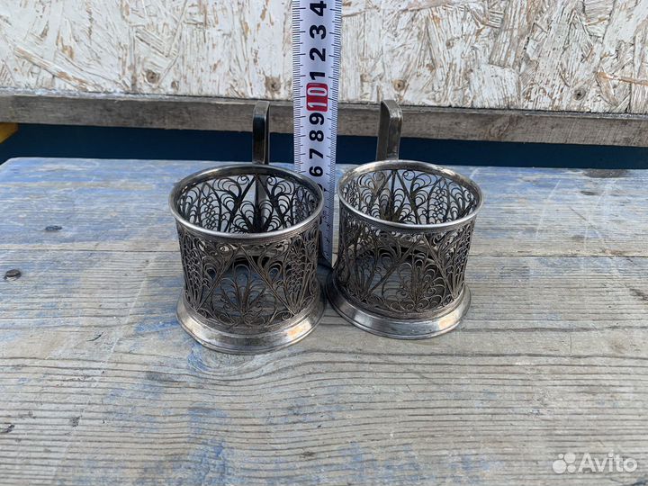 Подстаканник скань мельхиор СССР 2 штуки