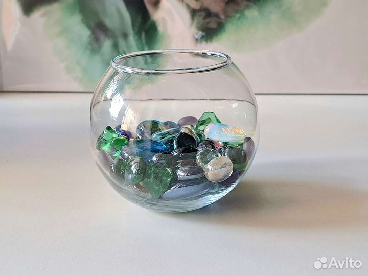 Цветные камешки для декора аквариума марблс