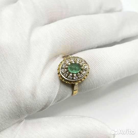 Золотое кольцо Малинка СССР с бриллиантами 0,7 ct