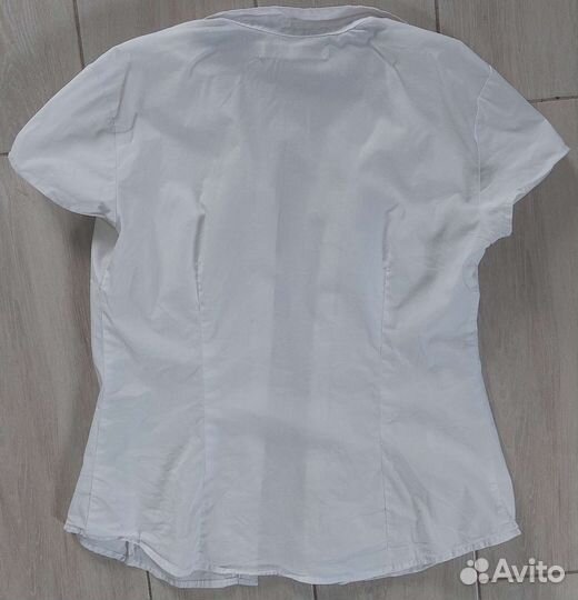 Белая рубашка с коротким рукавом для девочки