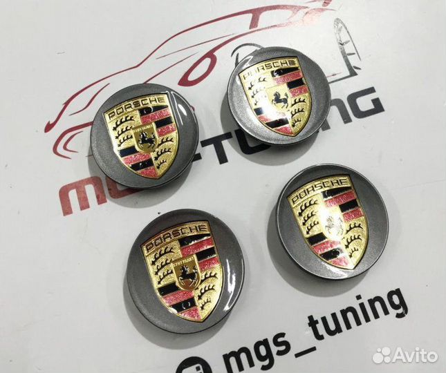 Колпачки в ступицу Porsche темно-серые 76м. 4 шт