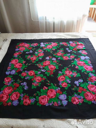 Редкий винтажный платок Япония 80-е шаль шерсть