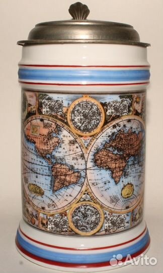 Немецкая Пивная Кружка Путешествия. Глобус. Винтаж