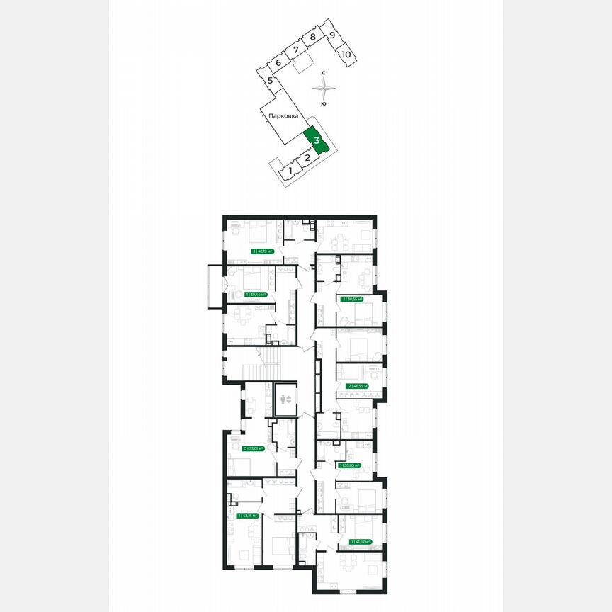 1-к. квартира, 42,2 м², 2/8 эт.