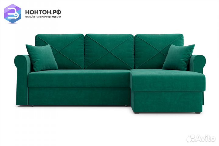 Диван угловой дельфин Лира изумрудный