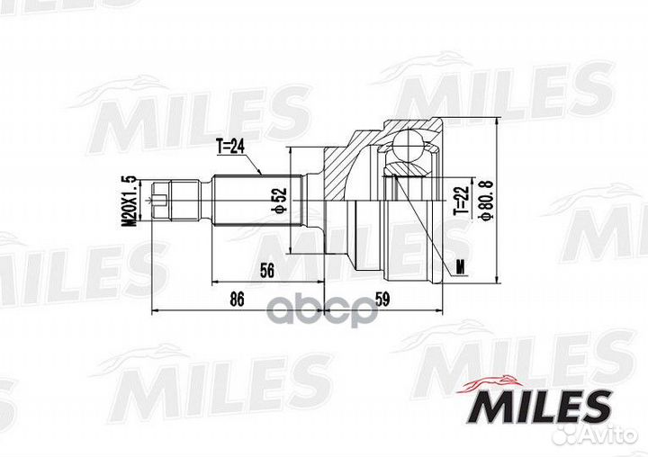 Шрус KIA RIO I 1.5 00-05 нар. GA20188 Miles