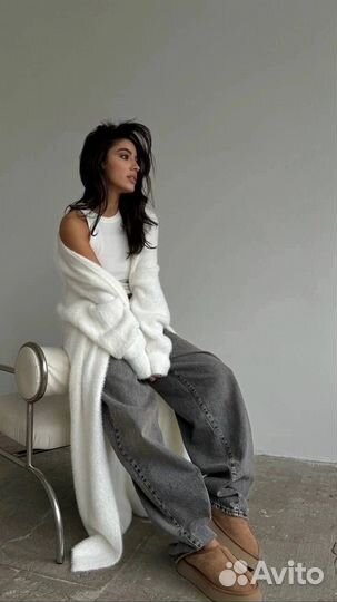 Кардиган белый длинный