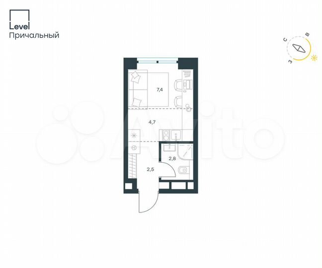 Квартира-студия, 17,3 м², 16/33 эт.