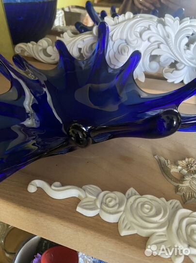 Вазы синее стекло