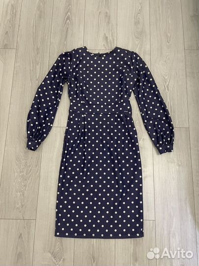 Платье джинсовое футляр 42-44 размер в горох