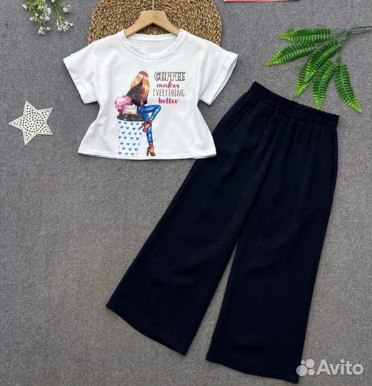 Костюм с брюками палаццо рост 110