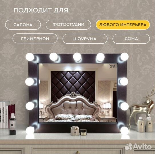 Гримерное зеркало с лампочками