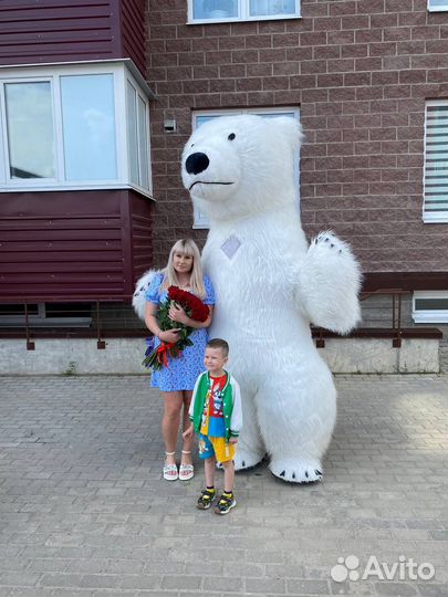 Надувной белый медведь,ростовая кукла