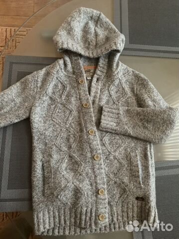 Кофта вязаная с капюшоном на мальчика, 116 см