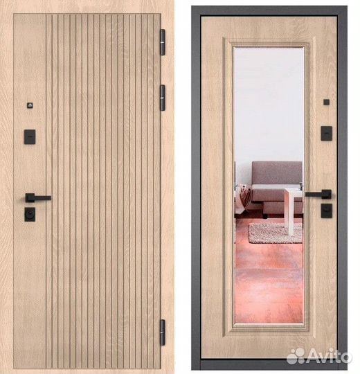 Дверь входная металлическая с зеркалом