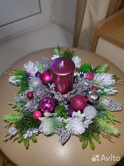 Новогодняя композиция со свечой