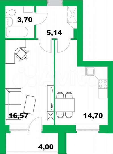 1-к. квартира, 42,1 м², 5/8 эт.