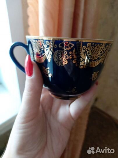 Сервиз чайный кобальт с позолотой «Ночь» лфз