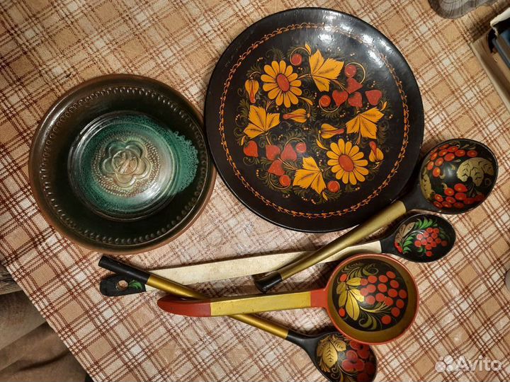 Тарелка ложки Хохлома керамика фестиваль СССР
