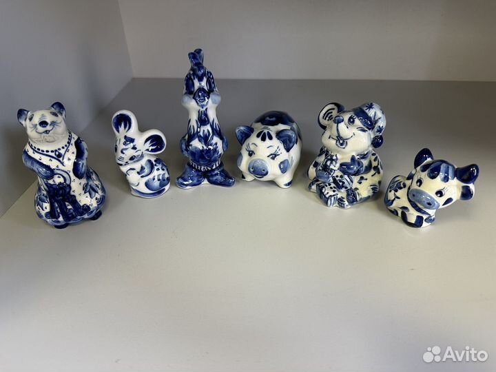 Фигурки животных гжель