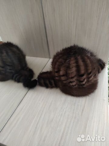 Шапка новая зимняя коричневая норка с помпоном