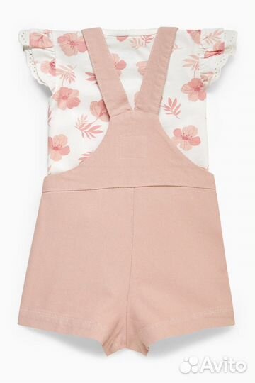 Джинсовый комбинезон с футболкой для девочки 92