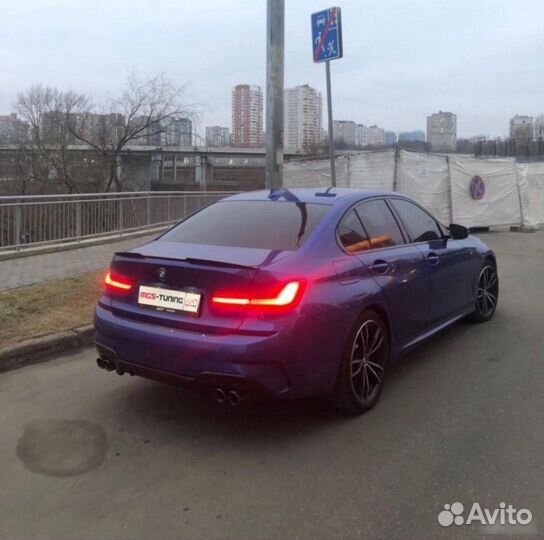 Диффузор BMW 3 G20 M340 черный + двойные насадки М