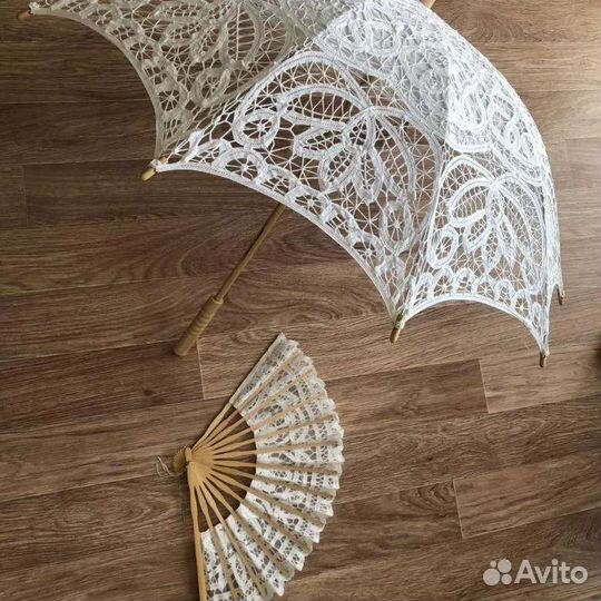 Зонт и веер в аренду на свадьбу или для фото