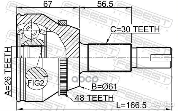 ШРУС наружный 26X61X30 0110-GGL15A48 febest