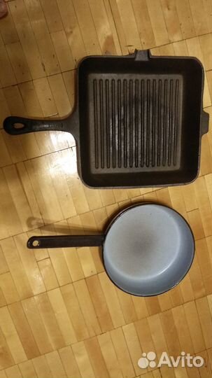 Сковорода - гриль и эмалированная