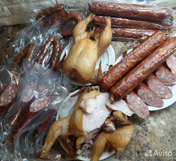 Колбаса домашняя, сыро копчёные продукты, г/п мясо