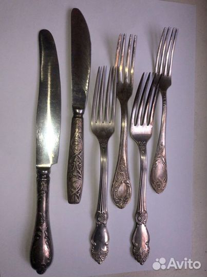 Вилка нож ложка СССР мельхиор кольчугино
