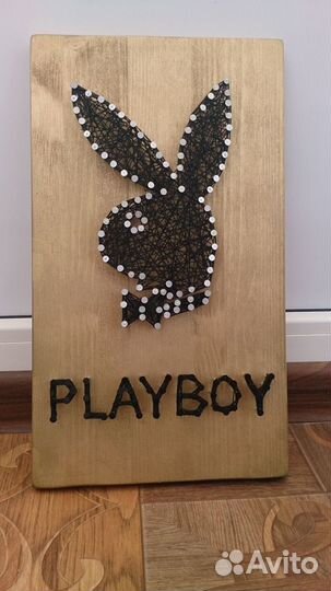 Картина в стиле string ART. Заяц playboy