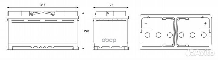 Аккумулятор Sputnik 100 Ah, 820 A, 353x175x190