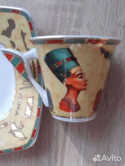 Египетская фабричная чашка с блюдцем