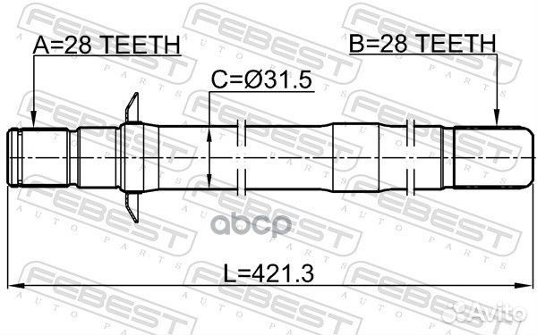 Полуось правая 28x420.5x28 Hyundai Santa Fe 06