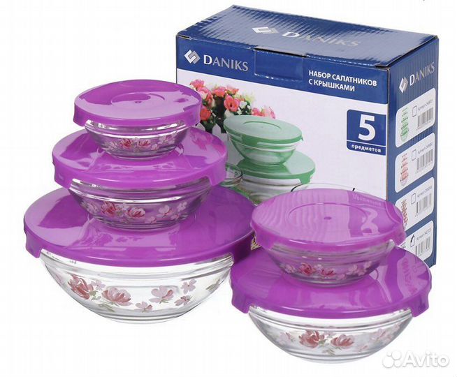 Набор салатников с крышками