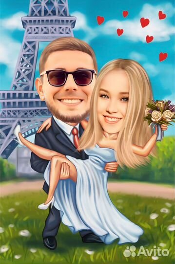 Шарж по фото на холсте