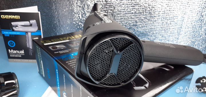 Фен для волос Pro Gemei 2000w 2 насадки Air Disign