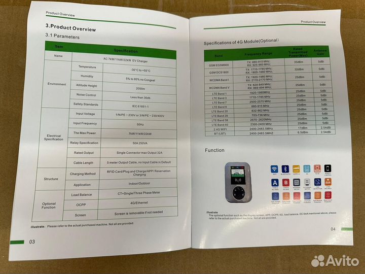 Стационарное зарядное устройство IP 65 GB/T 7 кВт