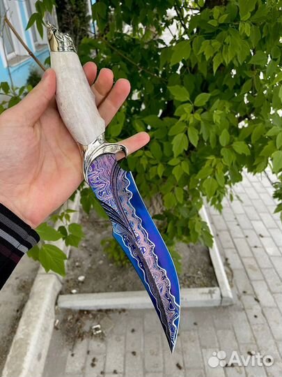 Нож акула из дамасской стали